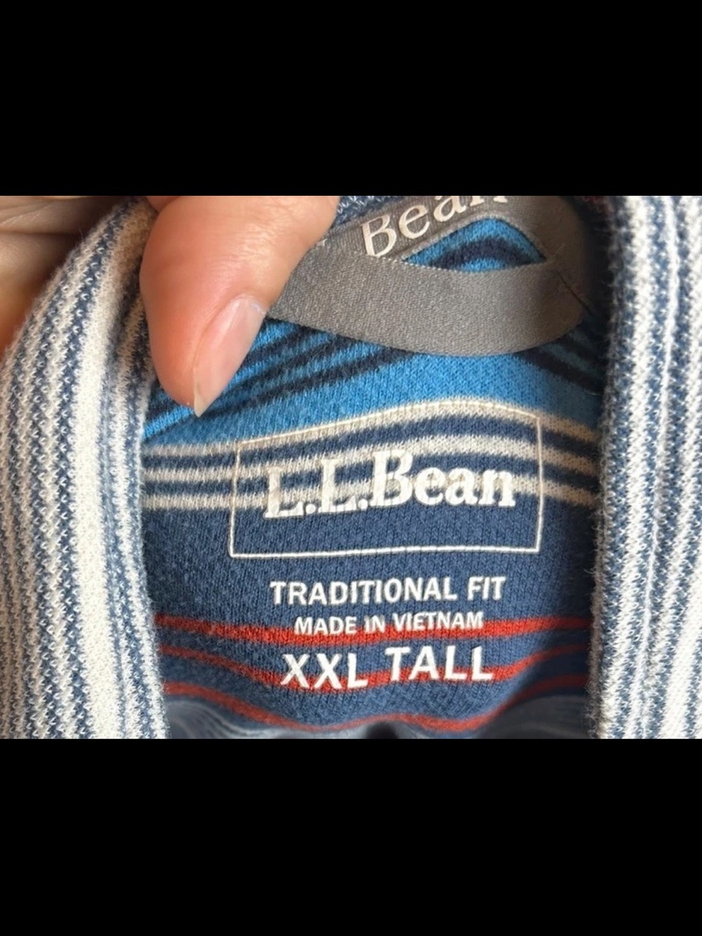 LL Bean Comfort Stretch Pique Quarter Zip Pullover Stripe Mens XXL Tall - Picture 2 of 4